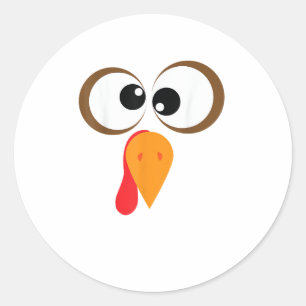 Funny Turkey Family Thanksgiving Turkey Face Frien Classic Round Sticker