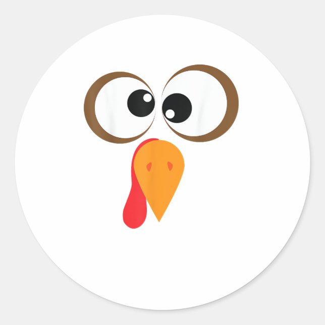 Funny Turkey Family Thanksgiving Turkey Face Frien Classic Round Sticker (Front)