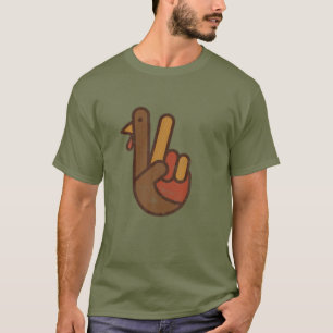 Funny Turkey Hand Thanksgiving Retro Vintage Green T-Shirt