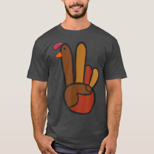 Funny Turkey Hand Thanksgiving Retro Vintage Green T-Shirt