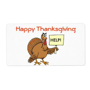 Funny Turkey Happy Thanskgiving Turkey Holds Help