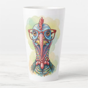 Funny Turkey in Glasses Cartoon Fun Latte Mug
