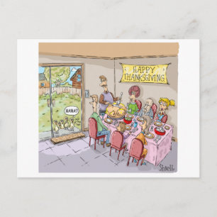FUNNY TURKEY KIDS THANKSGIVING POSTCARD