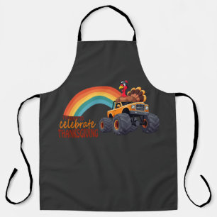 Funny Turkey Monster Truck Thanksgiving Apron