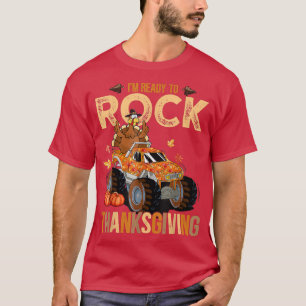 Funny Turkey Monster Truck Thanksgiving Kids Boys T-Shirt