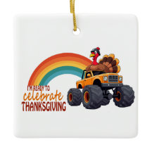Funny Turkey Monster Truck Thanksgiving Ornament