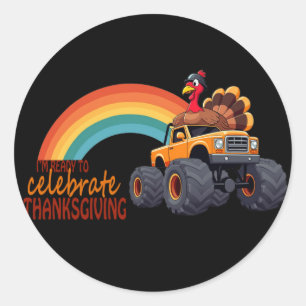 Funny Turkey Monster Truck Thanksgiving Sticker