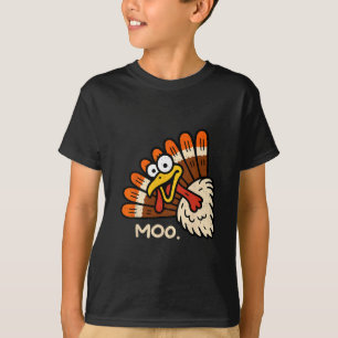 Funny Turkey Moo Cow Thanksgiving Fall Autumn Cost T-Shirt