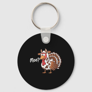 Funny Turkey Moo Thanksgiving Fake Cow Farmer Cow  Key Ring