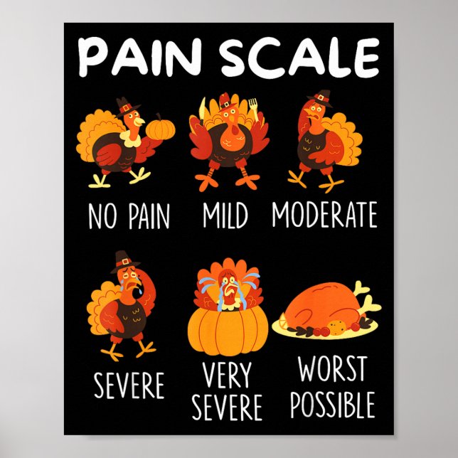 Funny Turkey Pain Scale Thanksgiving Cna Er Nurse  Poster (Front)