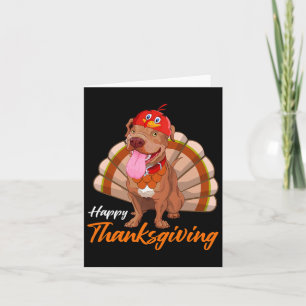 Funny Turkey Pitbull Dog Maple Leaf Fall Vibes Tha Card