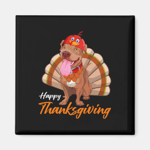 Funny Turkey Pitbull Dog Maple Leaf Fall Vibes Tha Magnet