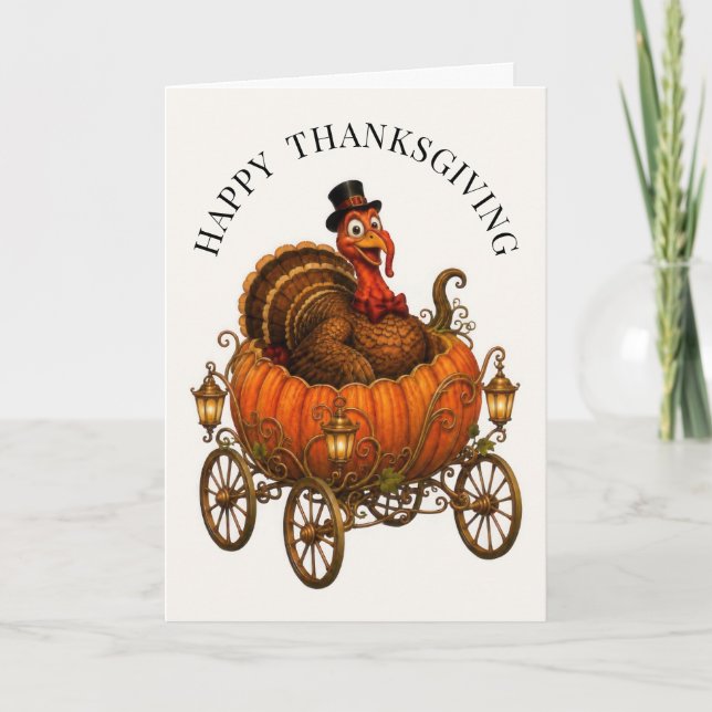 Funny Turkey Pumpkin Thanksgiving Card (Front)