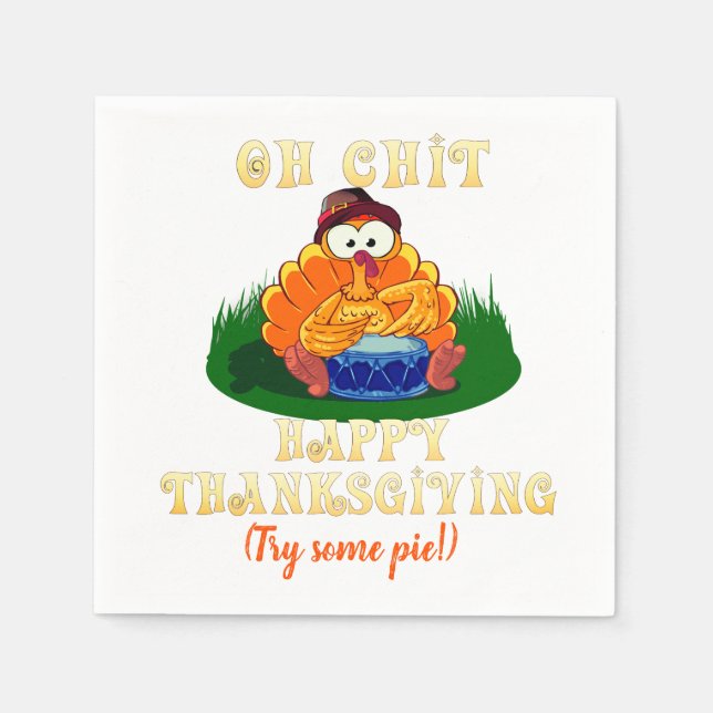 Funny Turkey Realises It's Thanksgiving!  Napkin (Front)