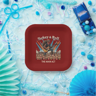 Funny Turkey & Roll Rock Star Guitarist - The Main Paper Plate