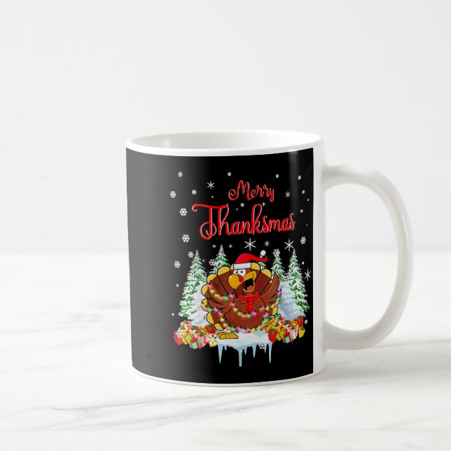 Funny Turkey Santa Merry Thanksmas Christmas Thank Coffee Mug (Right)