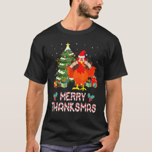 Funny Turkey Santa Merry Thanksmas Christmas Thank T-Shirt