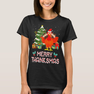 Funny Turkey Santa Merry Thanksmas Christmas Thank T-Shirt
