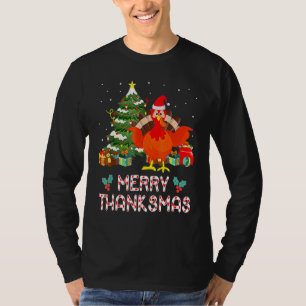 Funny Turkey Santa Merry Thanksmas Christmas Thank T-Shirt