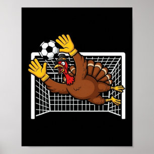 Funny Turkey Soccer Pilgrim Boys Thanksgiving Poster