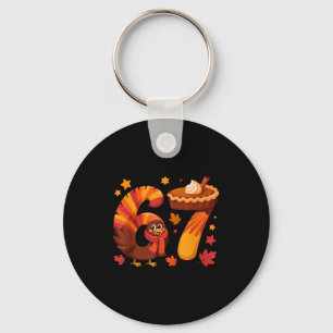 Funny Turkey Thanksgiving 67 Meme Six Seven Key Ring