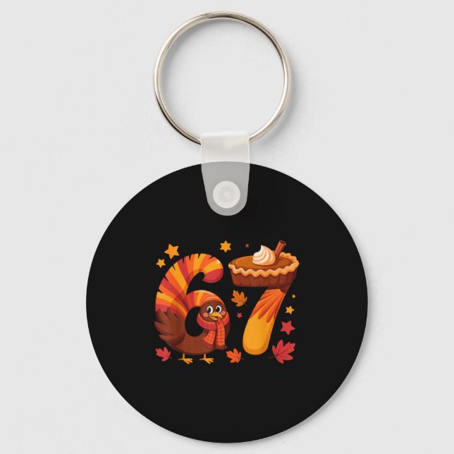 Funny Turkey Thanksgiving 67 Meme Six Seven  Key Ring (Front)