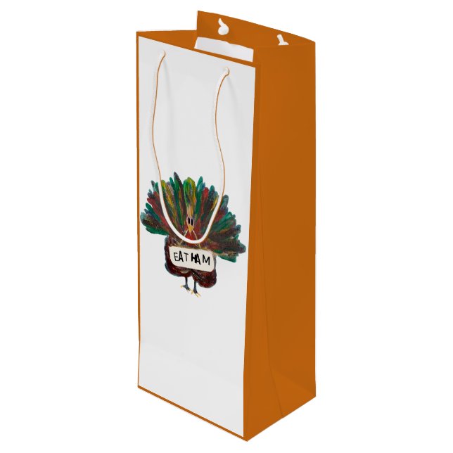 Funny Turkey Thanksgiving Christmas tote Wine Gift Wine Gift Bag (Back Angled)