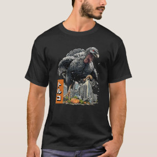 Funny Turkey Thanksgiving Day Kaiju Monster Japane T-Shirt