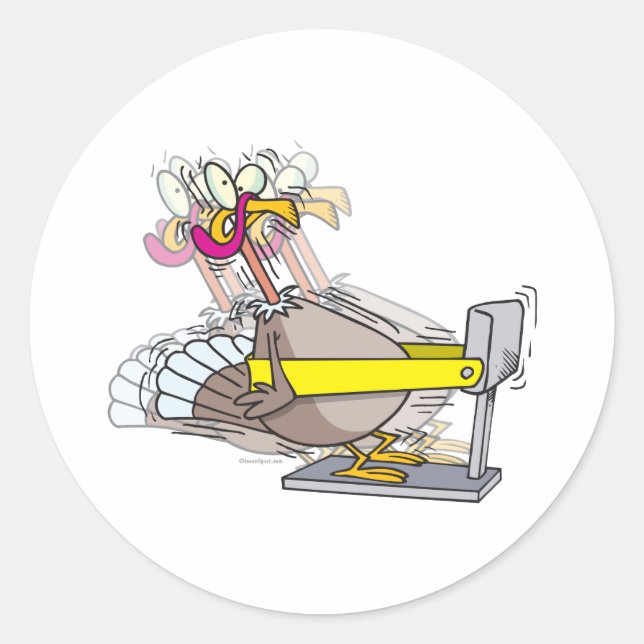 funny turkey thanksgiving diet cartoon classic round sticker (Front)