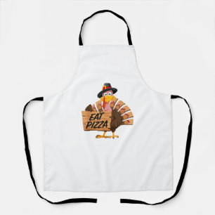 Funny Turkey Thanksgiving Eat Pizza Vegan Pilgrim  Apron