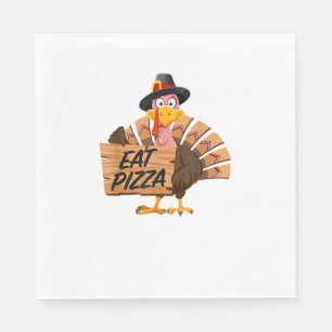 Funny Turkey Thanksgiving Eat Pizza Vegan Pilgrim Napkin