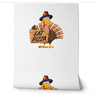 Funny Turkey Thanksgiving Eat Pizza Vegan Pilgrim Wallpaper