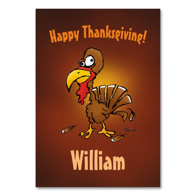 Funny Turkey Thanksgiving Place Cards (Front)