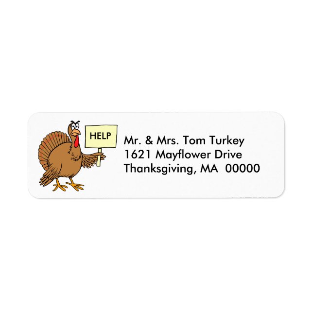 Funny Turkey Thanksgiving Return Address Stickers (Front)
