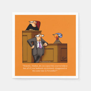 Funny Turkey Trial Thanksgiving Humour Napkins