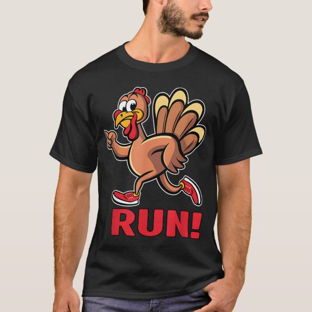 Funny Turkey Trot Run Thanksgiving Turkey Running  T-Shirt (Front)