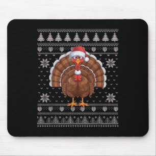 Funny Turkey Ugly Christmas Sweater Santa Xmas Pjs Mouse Mat