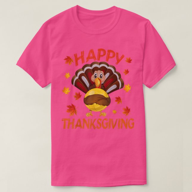 Funny Turkey Volleyball Player Happy Thanksgiving  T-Shirt (Design Front)