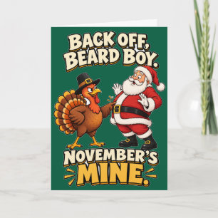 Funny Turkey vs Santa Thanksgiving November Humour Card