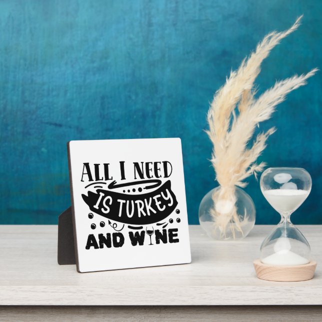 Funny Turkey & Wine Thanksgiving Plaque (Insitu)