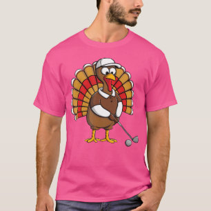 Funny Turkey With Golf Thankful Thanksgiving Golf T-Shirt