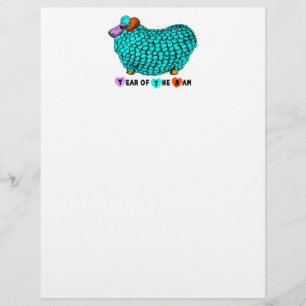 Funny Turqiose Ram Chinese Year Zodiac Letterhead