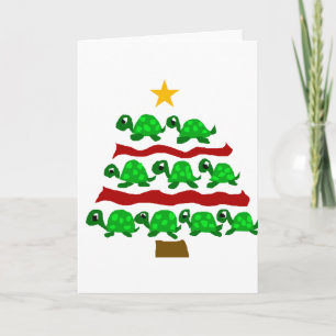 Funny Turtle Art Christmas Tree Design Holiday Card