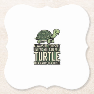 Funny Turtle Be Yourself Vintage Shirt Design_1 Paper Coaster
