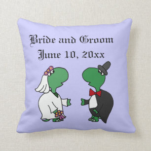 Funny Turtle Bride and Groom Wedding Art Cushion