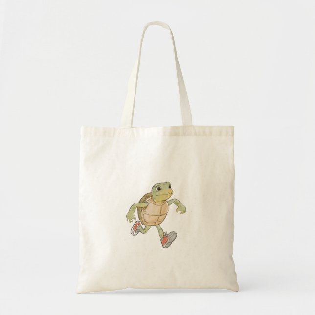Funny Turtle Cartoon Tote Bag (Front)