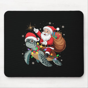 Funny Turtle Christmas Santa Riding Sea Turtle Xma Mouse Mat