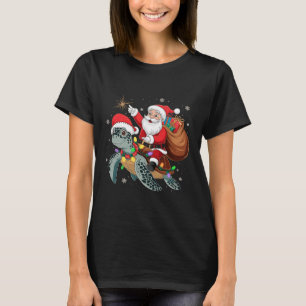Funny Turtle Christmas Santa Riding Sea Turtle Xma T-Shirt