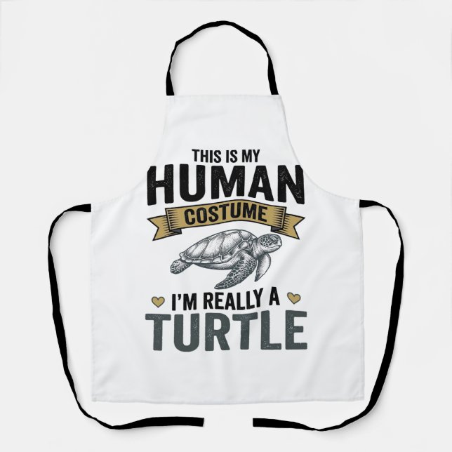 Funny Turtle Costume Vintage Engraving Design_1 Apron (Front)