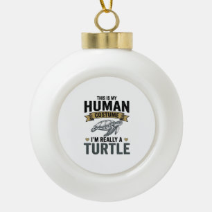 Funny Turtle Costume Vintage Engraving Design_1 Ceramic Ball Christmas Ornament
